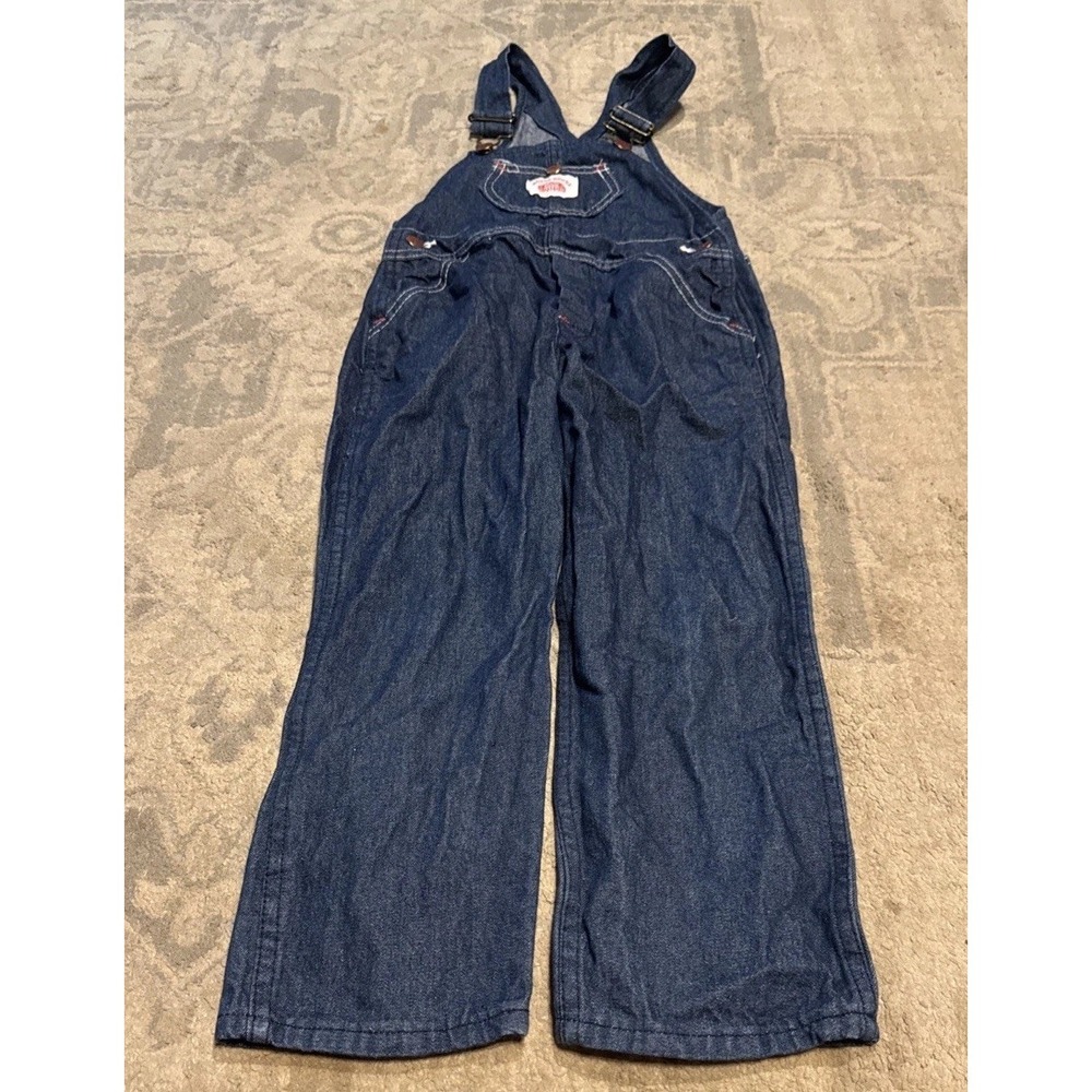 Round House Boys Youth Sz 6 Bib‎ Overalls Pants Jean Denim